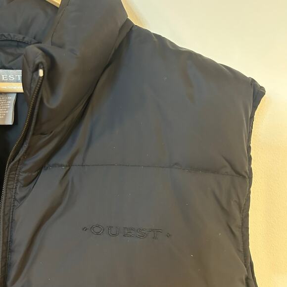 QUEST Sz L Black Down Puffer Vest Warm Outdoor Insulated Layer - Picture 3 of 8